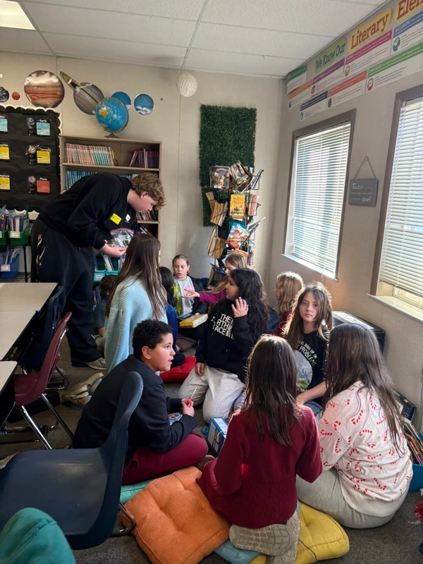 Michael interacting with Robert Crown students during the Verdance x RCS intiative